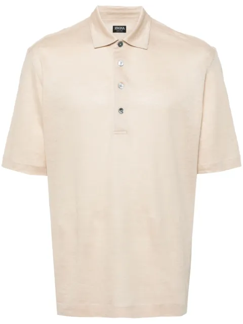Zegna short-sleeve linen polo shirt Neutrals UD349A7D770
