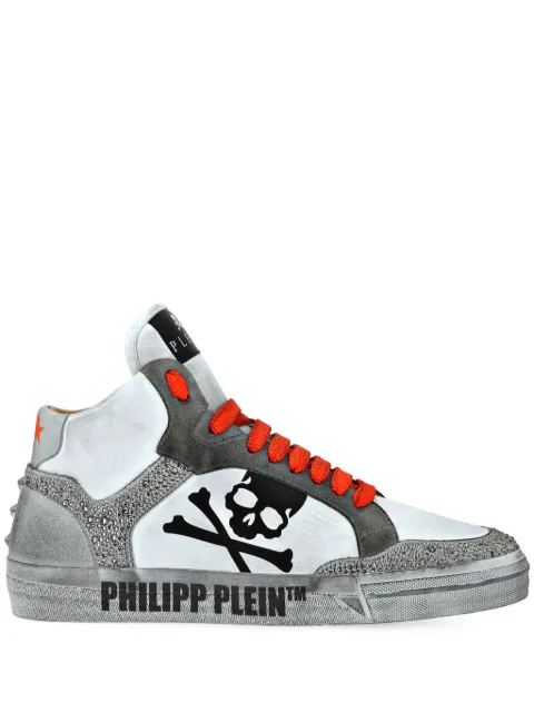 Philipp Plein Strass Retrokickz TM Hi-Top Sneakers White AADSUSC0681PLE075N