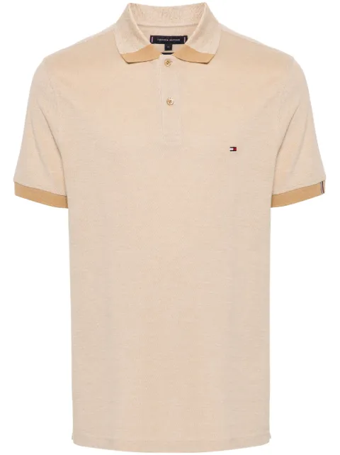 Tommy Hilfiger logo-embroidered organic cotton blend polo shirt Neutrals MW0MW34843RBL