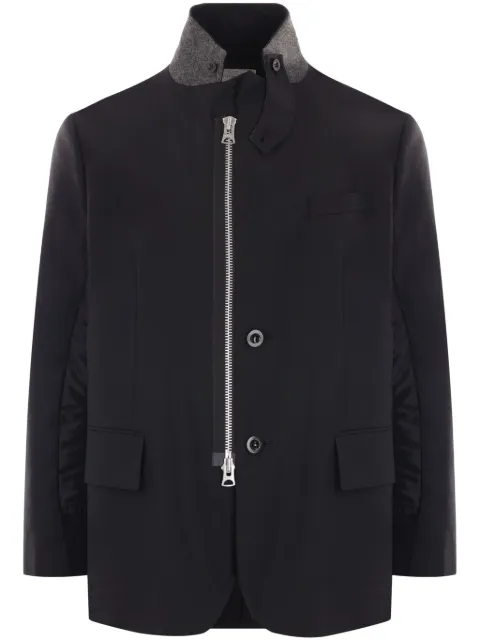sacai high-neck zip-up blazer Black SCM209