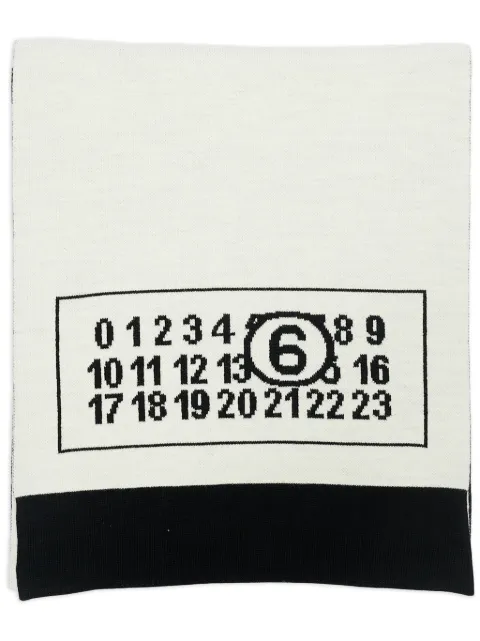 MM6 Maison Margiela logo-print wool-blend scarf Black S52TE0055M13050