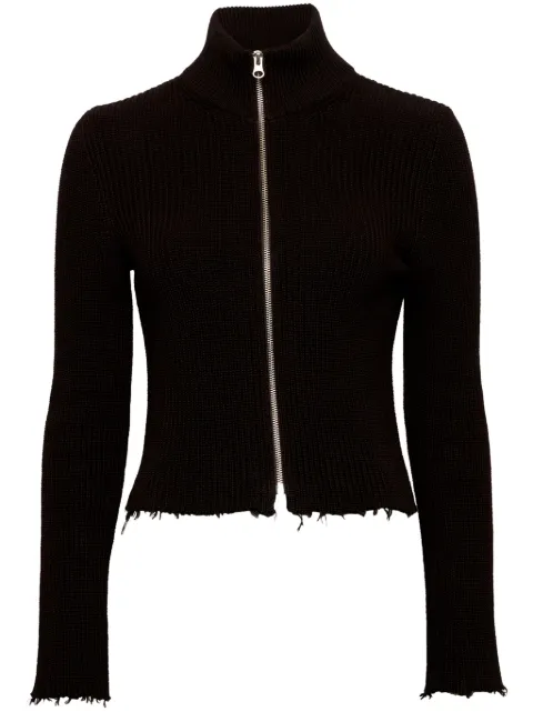 MM6 Maison Margiela ribbed cotton zip-up cardigan Black S52AM0297M13039