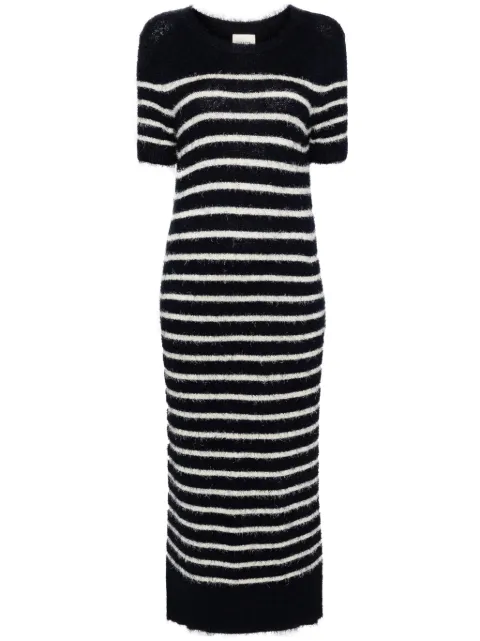 KHAITE stripe-pattern knitted tube dress Blue 9555309K309306