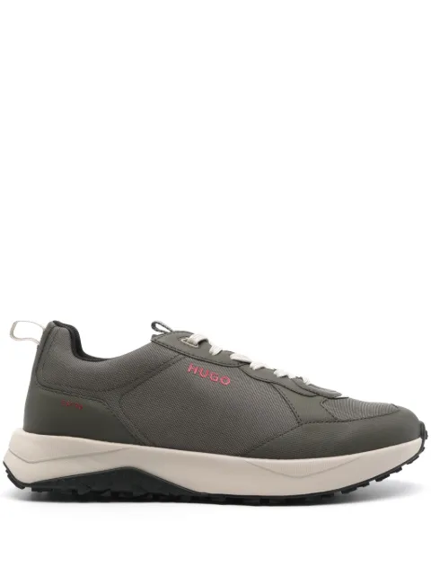 BOSS raised-logo panelled sneakers Green 50523874