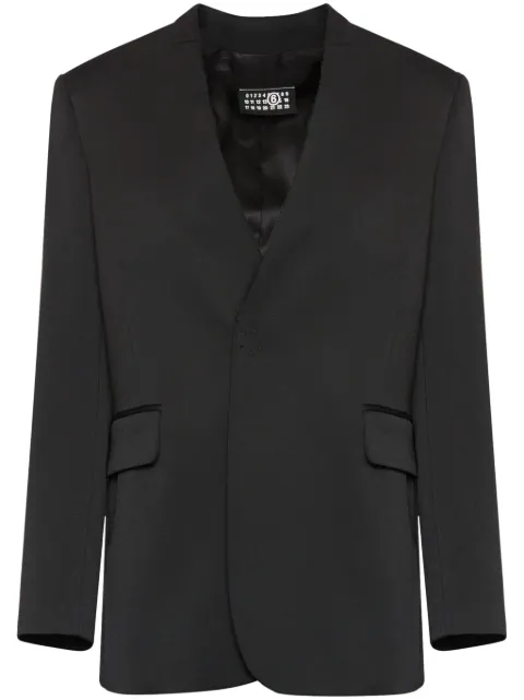 MM6 Maison Margiela collarless tailoring wool suit jacket Black S52BN0137M35153