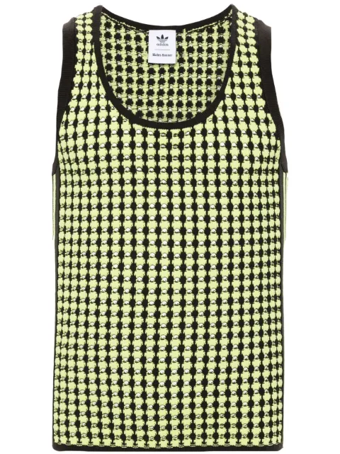adidas X Wales Bonner houndstooth crochet-knit vest Brown IY2046