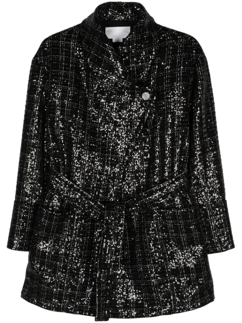 Genny sequinned tweed coat Black 77AAS923N0423