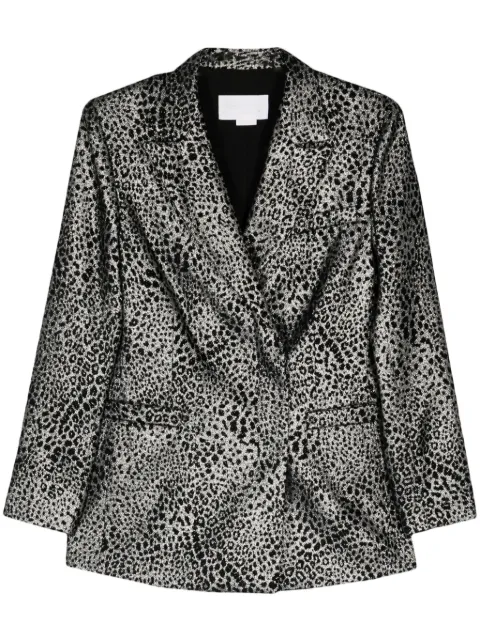 Genny animalier double-breasted blazer Silver 77AAQ507N0442