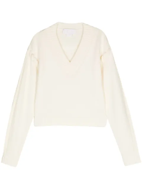 Genny tubular-stitching wool sweater White 77AAF831CMX25