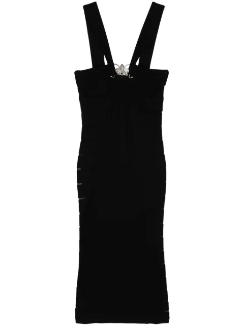 Genny sheer-slits knitted midi dress Black 77AAF819CMX22