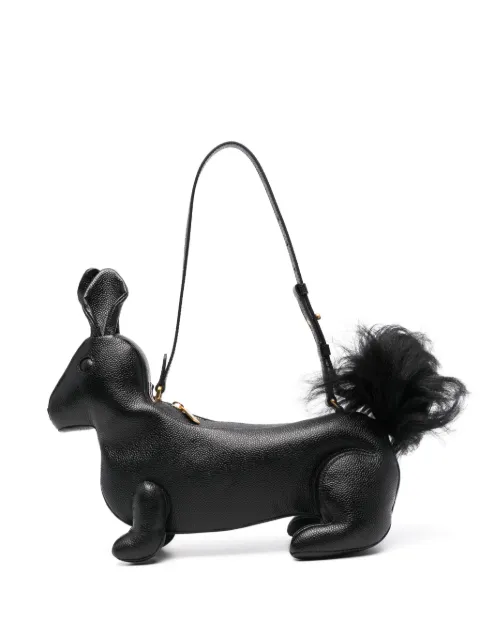 Thom Browne Baby Rabbit grained-texture leather shoulder bag Black UAG175A00198
