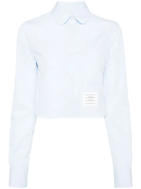 Thom Browne logo-patch cropped shirt Blue FLL164A03113