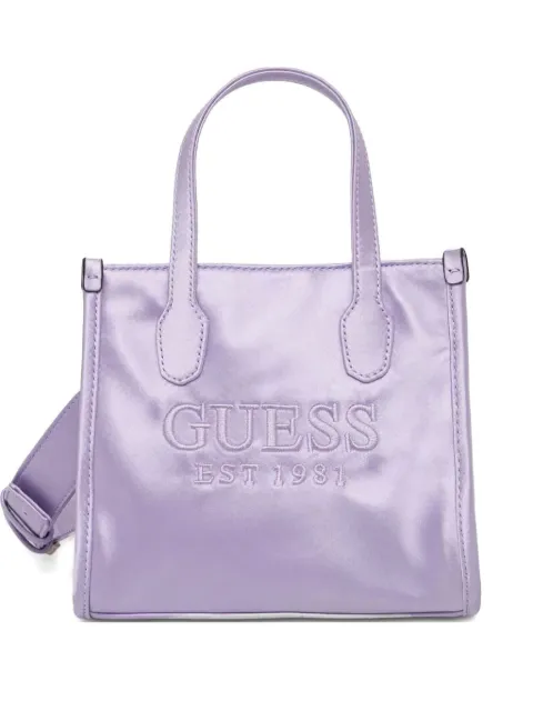 GUESS USA mini Silvana logo-embroidered tote bag Purple HWST8665770