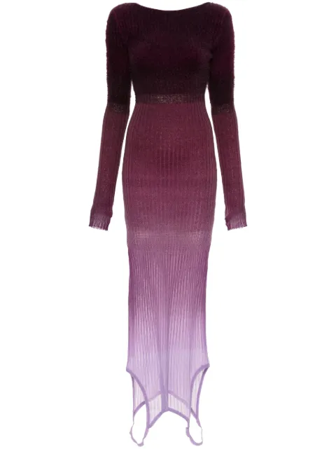 The Attico ombré ribbed-knit midi dress Purple 247WCM173KMIX3