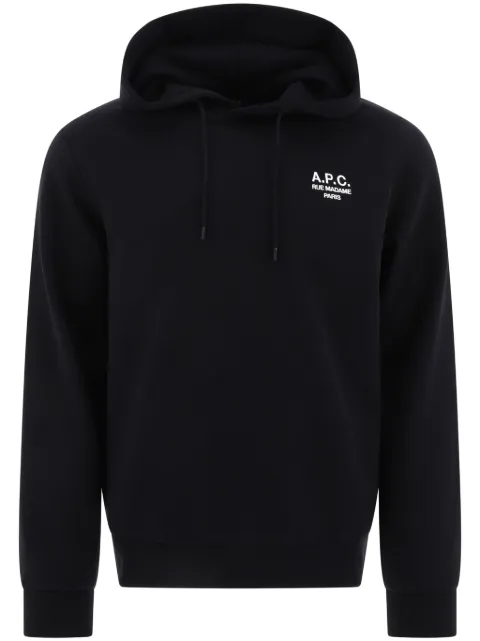 A.P.C. logo-print drawstring hoodie Blue COHBVM27914
