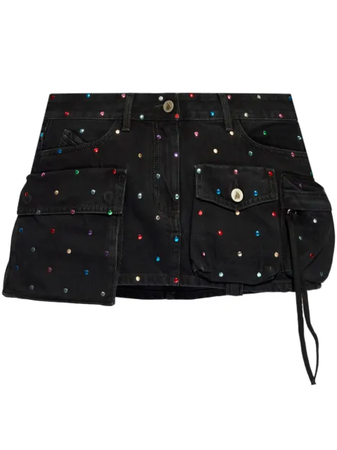 The Attico rhinestone-embellished denim skirt Black 247WCS136D075S
