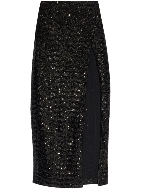 Oséree high-waisted sequin-embellished midi skirt Black PRF246