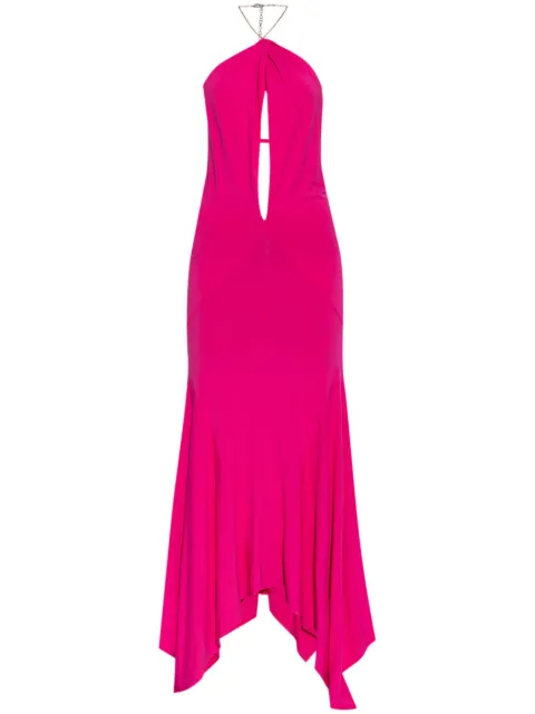 The Attico halterneck chain-link detail maxi dress Pink 247WCW121J045
