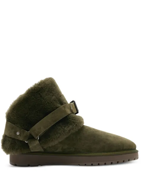 Burberry buckled shearling ankle boots Green 8092544