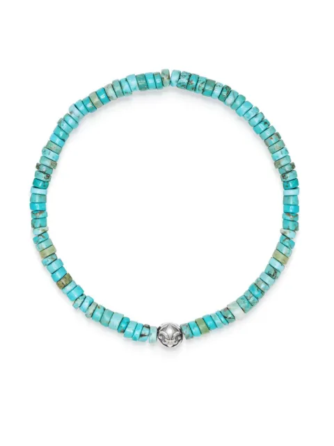 Nialaya Jewelry turquoise beads logo-engraved bracelet Blue MB4041