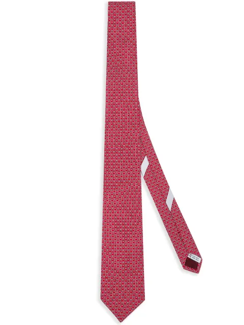 Ferragamo Gancini monogram print silk tie Red 774230