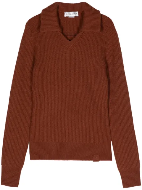 Victoria Beckham spread-collar ribbed jumper Orange 1324KJU005588A