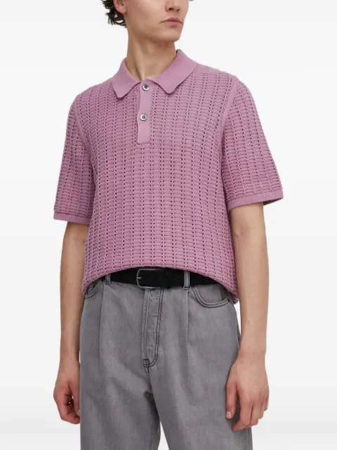 SAMSOE SAMSOE open-knit short-sleeve polo shirt Pink M24100017