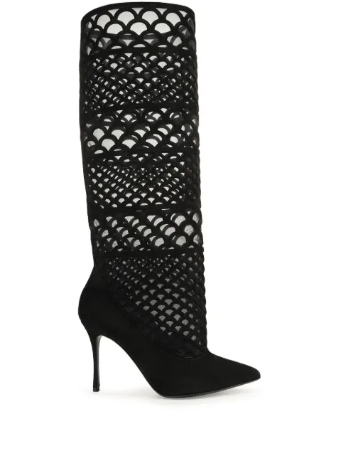 Sergio Rossi Sr Mermaid 90mm perforated boots Black B10950MAFM46110