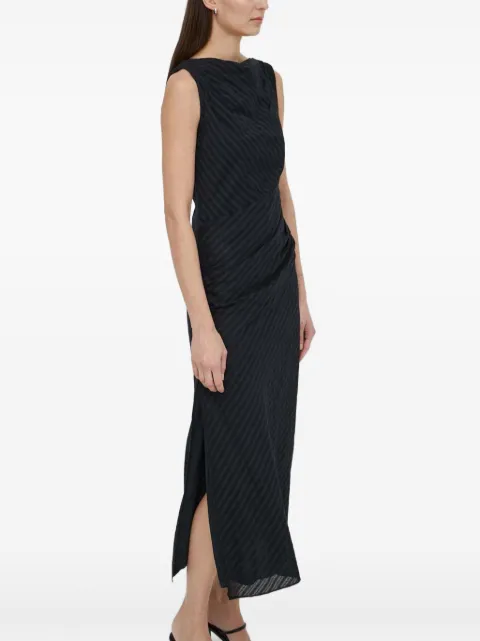 SAMSOE SAMSOE Sahira striped ruched midi dress Black F24100120
