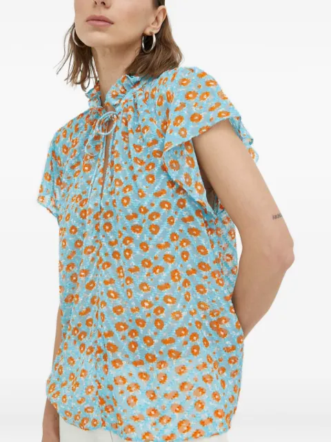 SAMSOE SAMSOE ruffled floral top Blue F23200134