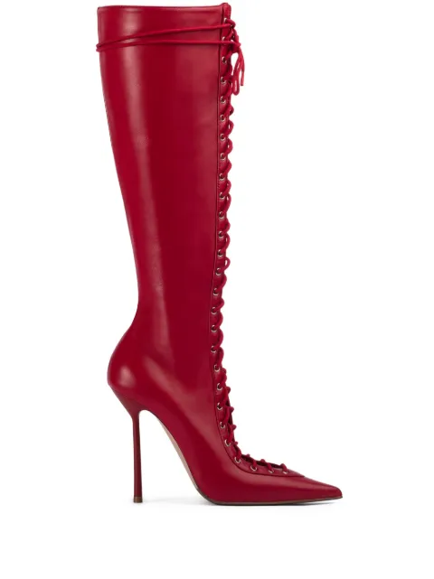 Le Silla Colette 120mm lace-up leather boots Red 4251B100MBPPNEM