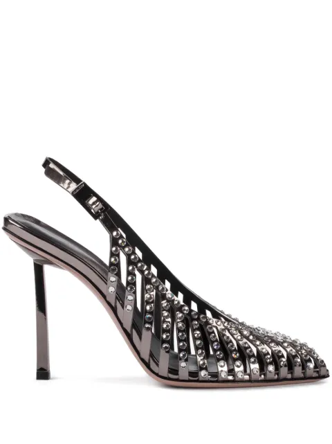 Le Silla Cage crystal-embellished pumps Silver 3403C090BMPPMRA