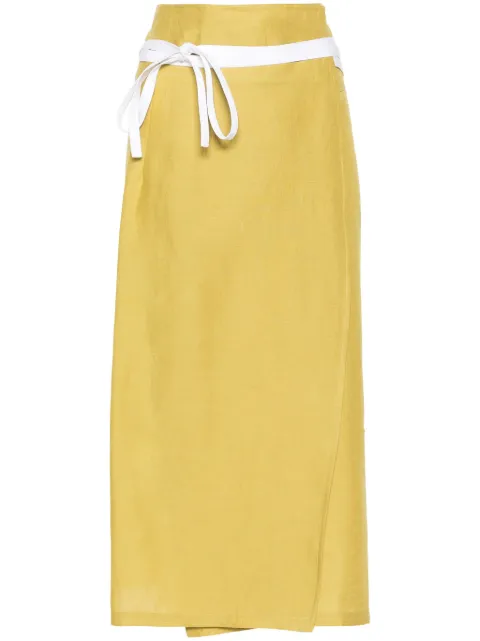 Fabiana Filippi wraparound linen midi skirt Green GND274F706H485