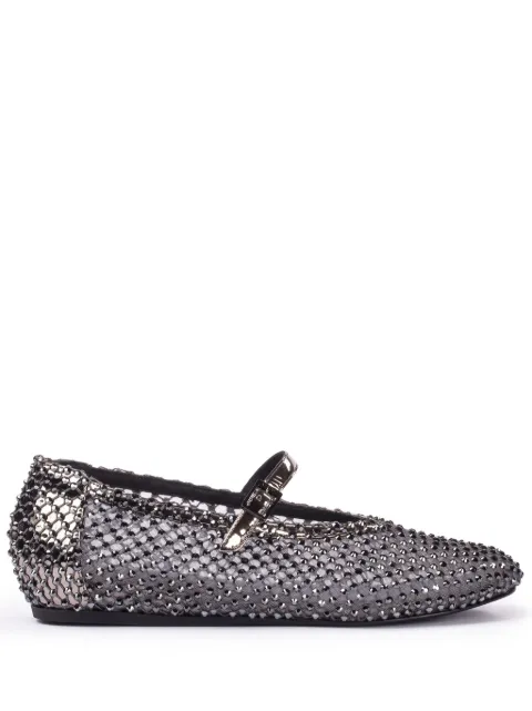 Le Silla Gilda crystal-embellished ballerina shoes Silver 0189C020MTPPSTE
