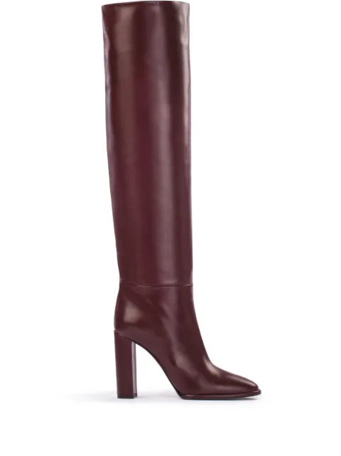Le Silla 110mm Elsa block-heel leather boots Red 7060C100RBPPGLO