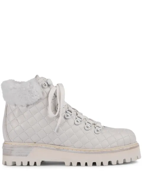 Le Silla St. Moritz 40mm quilted combat boots White 7512M040M1PPCHI