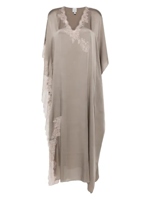 Carine Gilson lace-trim silk kaftan Grey EL1792HPW24