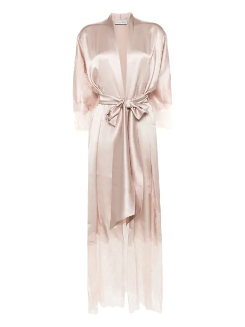 Carine Gilson lace-trim silk long robe Pink EL0160DSW24