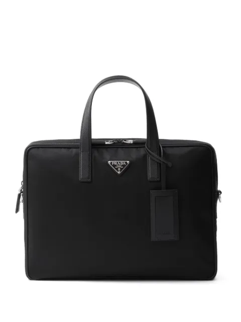 Prada logo-plaque briefcase Black 2VE005VXOO2DMH
