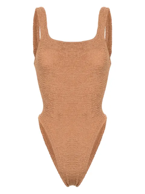 Hunza G crinkled-effect open-back swimsuit Neutrals SSQUARECRMTLLCCC