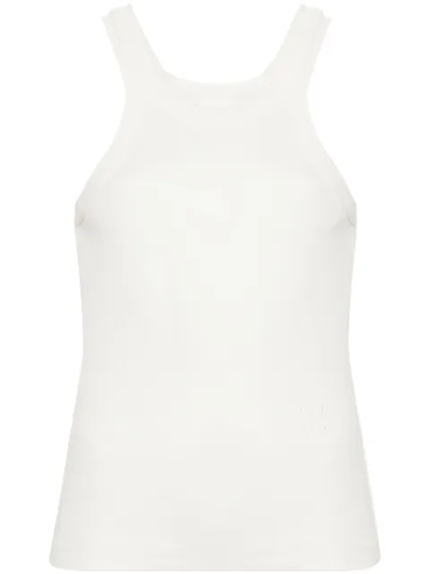 Closed logo-embroidered ribbed tank top Neutrals C9556942TEM