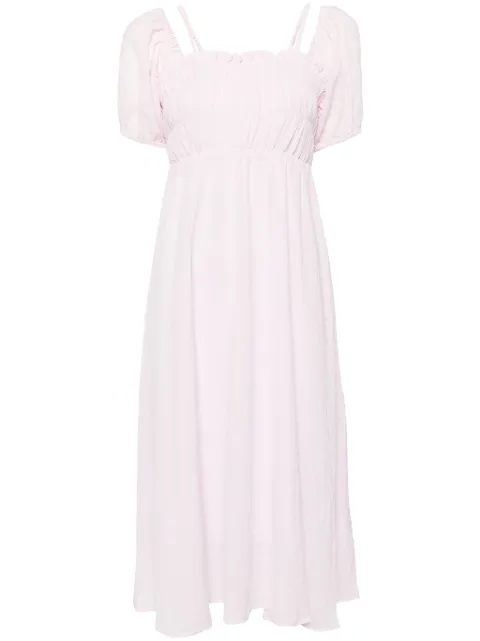 tout a coup puff sleeves mid-lenght dress Purple M177AU4
