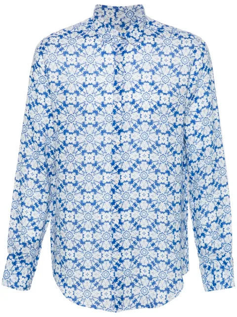 PENINSULA SWIMWEAR floral-print linen shirt Blue CASUZZE