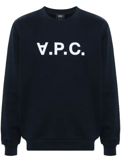 A.P.C. flocked-logo cotton sweatshirt Blue COHBNM27907