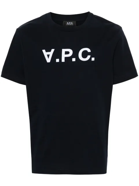 A.P.C. flocked-logo cotton T-shirt Blue COHBMM26384