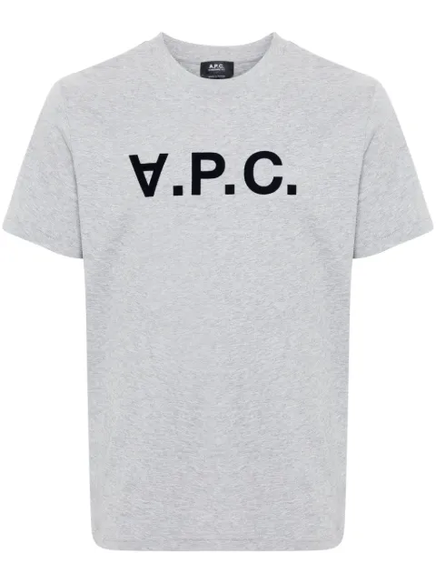 A.P.C. flocked-logo cotton T-shirt Grey COHBMM26384