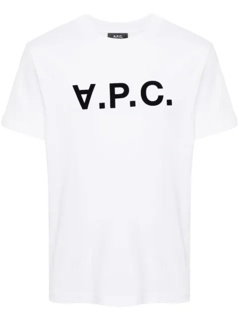 A.P.C. flocked-logo cotton T-shirt White COHBMM26384TAE