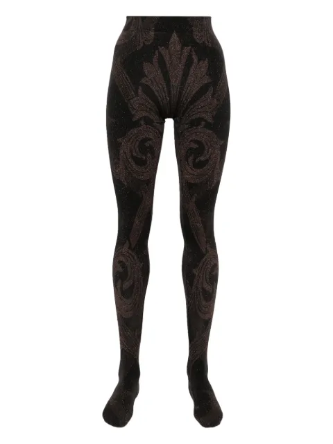 Wolford x ETRO metallic-threading jacquard tights Black 17080