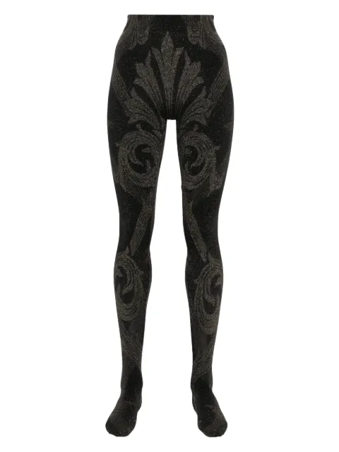 Wolford x ETRO metallic-threading jacquard tights Black 17080