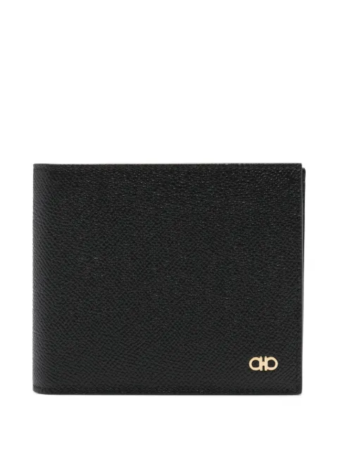 Ferragamo Gancini-plaque grained leather wallet Black 775646